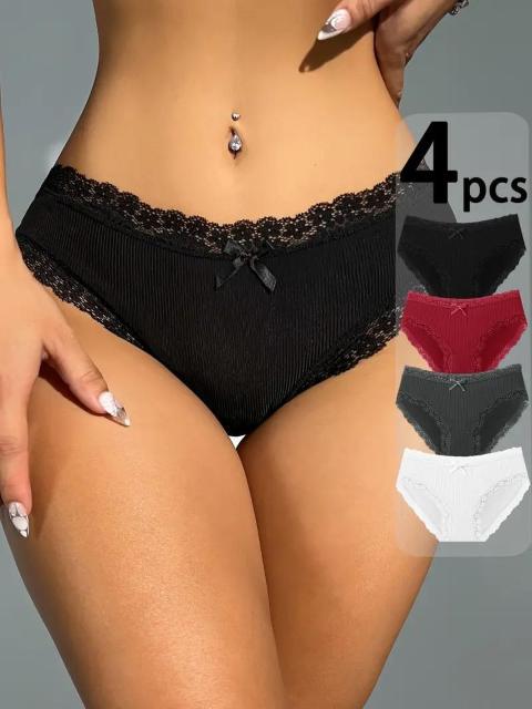 超お買い得790円★4枚セット セクシーで快適なストレッチパンティー、レーストリム女性用USAサイズM(日本サイズL相当) < 女性ファッション  超お買い得790円★4枚セット セクシーで快適なストレッチパンティー、レーストリム女性用USAサイズM(日本サイズL相当) < 女性ファッションの