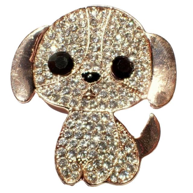 ラインストーン 犬 イヌ ピンブローチ ブローチ ピンバッジ バッジ ラペルピン ピンクゴールド色 < 女性アクセサリー/時計  ラインストーン 犬 イヌ ピンブローチ ブローチ ピンバッジ バッジ ラペルピン ピンクゴールド色  < 女性アクセサリー/時計の
