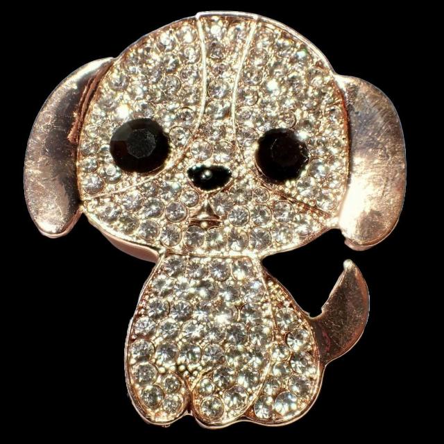 ラインストーン 犬 イヌ ピンブローチ ブローチ ピンバッジ バッジ ラペルピン ピンクゴールド色 < 女性アクセサリー/時計  ラインストーン 犬 イヌ ピンブローチ ブローチ ピンバッジ バッジ ラペルピン ピンクゴールド色 < 女性アクセサリー/時計の