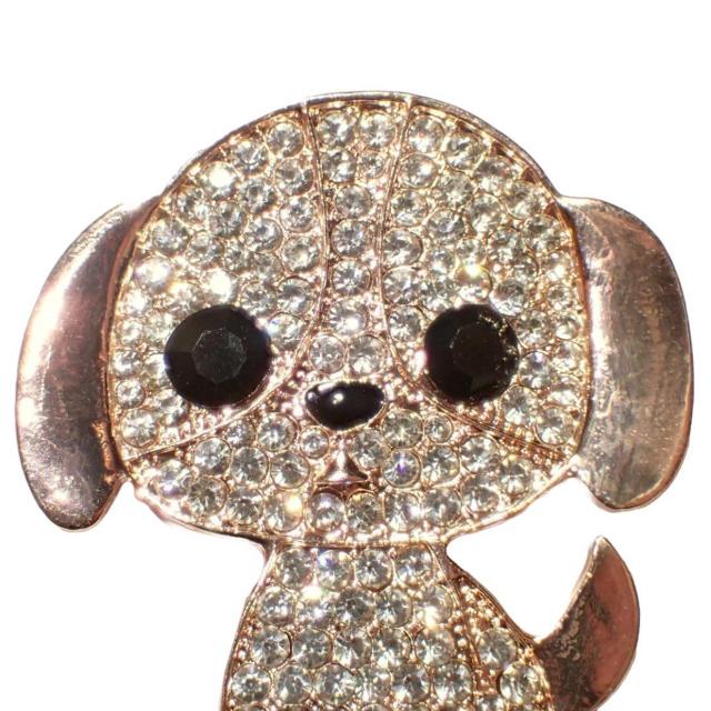 ラインストーン 犬 イヌ ピンブローチ ブローチ ピンバッジ バッジ ラペルピン ピンクゴールド色 < 女性アクセサリー/時計  ラインストーン 犬 イヌ ピンブローチ ブローチ ピンバッジ バッジ ラペルピン ピンクゴールド色 < 女性アクセサリー/時計の
