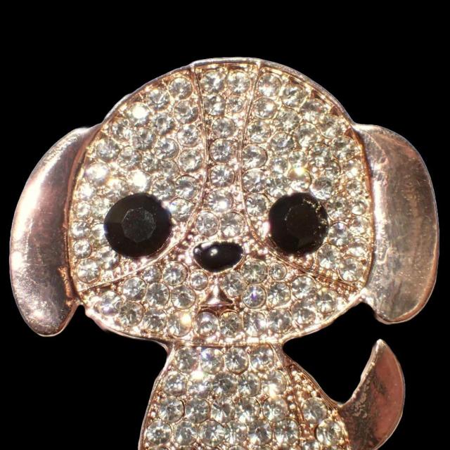 ラインストーン 犬 イヌ ピンブローチ ブローチ ピンバッジ バッジ ラペルピン ピンクゴールド色 < 女性アクセサリー/時計  ラインストーン 犬 イヌ ピンブローチ ブローチ ピンバッジ バッジ ラペルピン ピンクゴールド色 < 女性アクセサリー/時計の