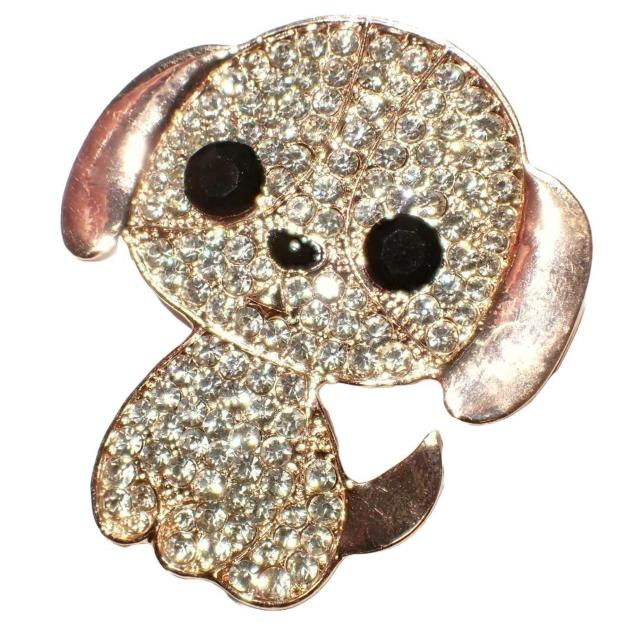 ラインストーン 犬 イヌ ピンブローチ ブローチ ピンバッジ バッジ ラペルピン ピンクゴールド色 < 女性アクセサリー/時計  ラインストーン 犬 イヌ ピンブローチ ブローチ ピンバッジ バッジ ラペルピン ピンクゴールド色 < 女性アクセサリー/時計の