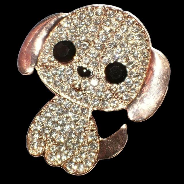 ラインストーン 犬 イヌ ピンブローチ ブローチ ピンバッジ バッジ ラペルピン ピンクゴールド色 < 女性アクセサリー/時計  ラインストーン 犬 イヌ ピンブローチ ブローチ ピンバッジ バッジ ラペルピン ピンクゴールド色 < 女性アクセサリー/時計の