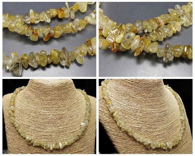 金運天然石良質ゴールドルチルクォーツさざれワイヤーネックレス約50cm < 女性アクセサリー/時計  金運天然石良質ゴールドルチルクォーツさざれワイヤーネックレス約50cm < 女性アクセサリー/時計の