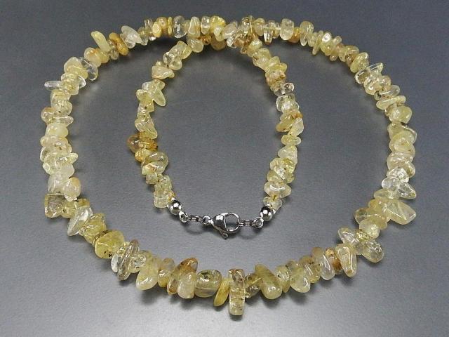金運天然石良質ゴールドルチルクォーツさざれワイヤーネックレス約50cm < 女性アクセサリー/時計  金運天然石良質ゴールドルチルクォーツさざれワイヤーネックレス約50cm < 女性アクセサリー/時計の