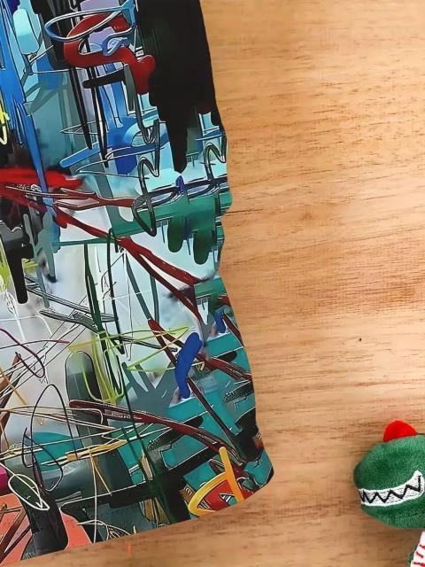 超お買い得990円★メンズ バイブラントアブストラクトアートプリントTシャツ USAサイズS(日本サイズL相当) < 男性ファッション  超お買い得990円★メンズ バイブラントアブストラクトアートプリントTシャツ USAサイズS(日本サイズL相当) < 男性ファッションの