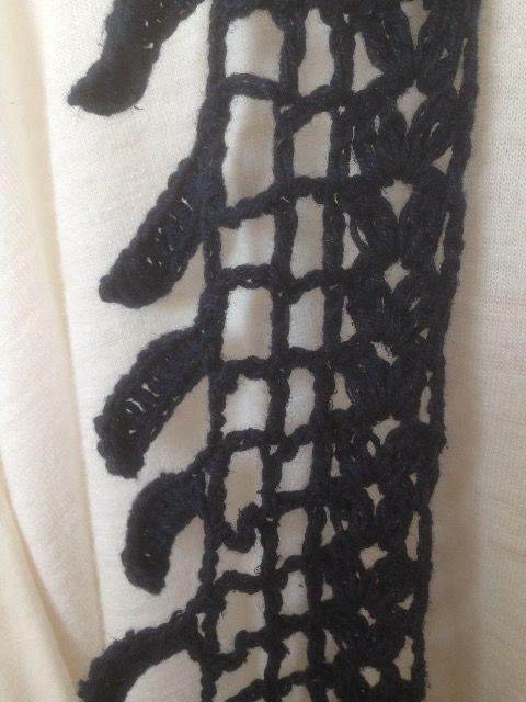 ♪手編み♪  葉っぱみたいな細めのストール    ネイビー < 女性ファッション  ♪手編み♪  葉っぱみたいな細めのストール    ネイビー < 女性ファッションの