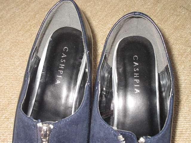 未使用☆ファスナー付ローファー風パンプス*太ヒール(濃紺) < 女性ファッション  未使用☆ファスナー付ローファー風パンプス*太ヒール(濃紺) < 女性ファッションの