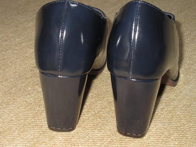 未使用☆ファスナー付ローファー風パンプス*太ヒール(濃紺) < 女性ファッション  未使用☆ファスナー付ローファー風パンプス*太ヒール(濃紺) < 女性ファッションの