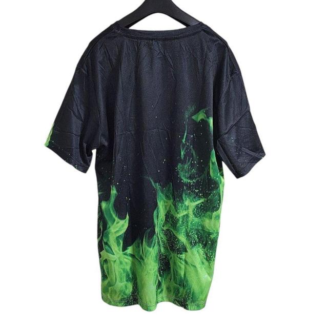 大きいサイズ メンズ レディース 半袖 Tシャツ 炎 緑 オーバーサイズ カジュアル 3L 4L フィットネス 通気性 柄 < 男性ファッション 大きいサイズ メンズ レディース 半袖 Tシャツ 炎 緑 オーバーサイズ カジュアル 3L 4L フィットネス 通気性 柄 < 男性ファッションの