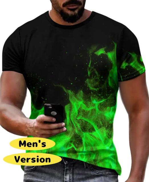 大きいサイズ メンズ レディース 半袖 Tシャツ 炎 緑 オーバーサイズ カジュアル 3L 4L フィットネス 通気性 柄 < 男性ファッション 大きいサイズ メンズ レディース 半袖 Tシャツ 炎 緑 オーバーサイズ カジュアル 3L 4L フィットネス 通気性 柄 < 男性ファッションの
