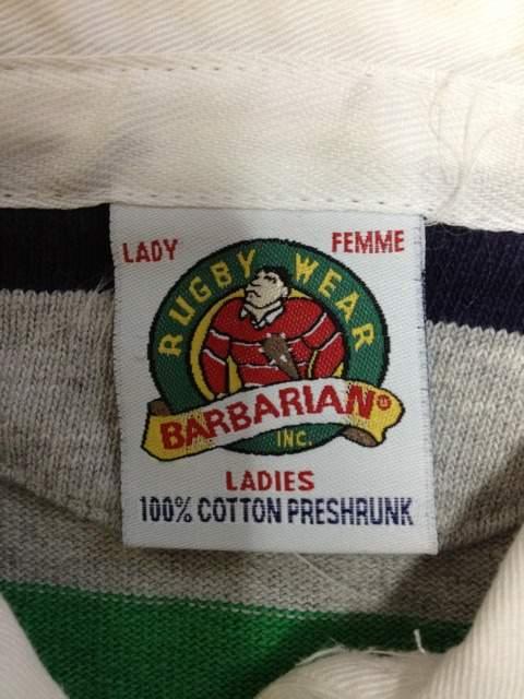 古着 バーバリアン ラガーシャツ 七分袖 カットソー Sサイズ ボーダー 緑 紺 ユーズド < 男性ファッション  古着 バーバリアン ラガーシャツ 七分袖 カットソー Sサイズ ボーダー 緑 紺 ユーズド < 男性ファッションの