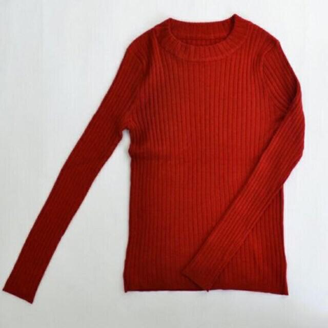 ワイドリブニット【新品未使用】Redレッド赤●merlot < 女性ファッション  ワイドリブニット【新品未使用】Redレッド赤●merlot < 女性ファッションの