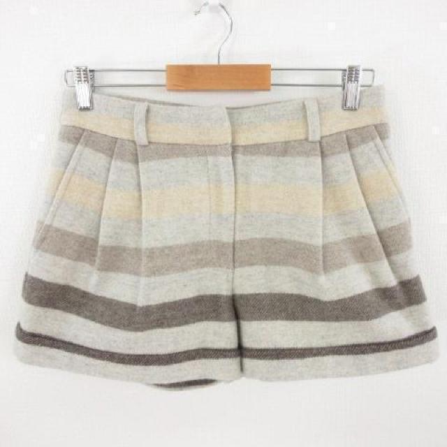 Colenimo ショートパンツ ボーダー ベージュ グレー M < 女性ファッション  Colenimo ショートパンツ ボーダー ベージュ グレー M  < 女性ファッションの
