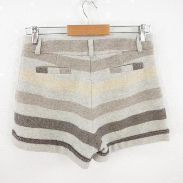 Colenimo ショートパンツ ボーダー ベージュ グレー M < 女性ファッション  Colenimo ショートパンツ ボーダー ベージュ グレー M < 女性ファッションの