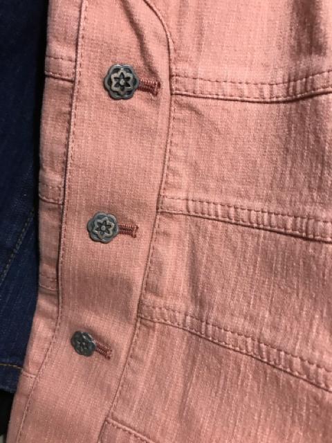 Just zoxy  インディゴ ストレッチ デニム パンツ 花ボタン < 女性ファッション  Just zoxy  インディゴ ストレッチ デニム パンツ 花ボタン < 女性ファッションの