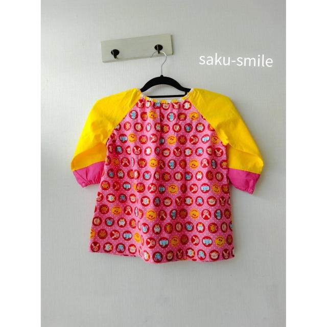 saku-smile スモック 長袖 100~110size ピンク系 どうぶつ柄 < キッズ/ベビー  saku-smile スモック 長袖 100~110size ピンク系 どうぶつ柄 < キッズ/ベビーの