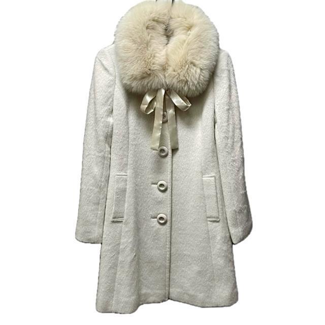 インタープラネット フォックスファー襟 ウール リボン ピーコート アウター < 女性ファッション インタープラネット フォックスファー襟 ウール リボン ピーコート アウター < 女性ファッションの