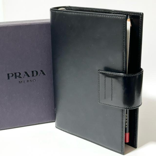 ���i PRADA �v���_ �A�h���X�� �蒠�P�[�X ���U�[ �u���b�N ���K�i �� �u�����h�� 