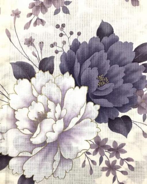 ユカタ浴衣〓白地に暗紫の花〓美品 < 女性ファッション ユカタ浴衣〓白地に暗紫の花〓美品 < 女性ファッションの
