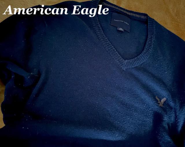 【American Eagle】アメリカンイーグル Vintage Vネックセーター US−L(XL)/Navy ウール混 < ブランド  【American Eagle】アメリカンイーグル Vintage Vネックセーター US−L(XL)/Navy ウール混  < ブランドの