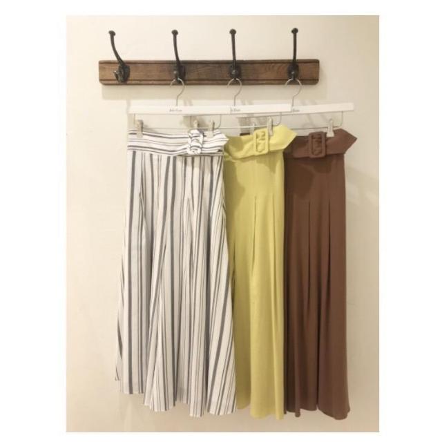 ◆Mila Owen/ミラオーウェン◆ベルト付スカート風ワイドパンツ★ストライプ0サイズ*夏秋コーデ♪美品 < ブランド  ◆Mila Owen/ミラオーウェン◆ベルト付スカート風ワイドパンツ★ストライプ0サイズ*夏秋コーデ♪美品  < ブランドの