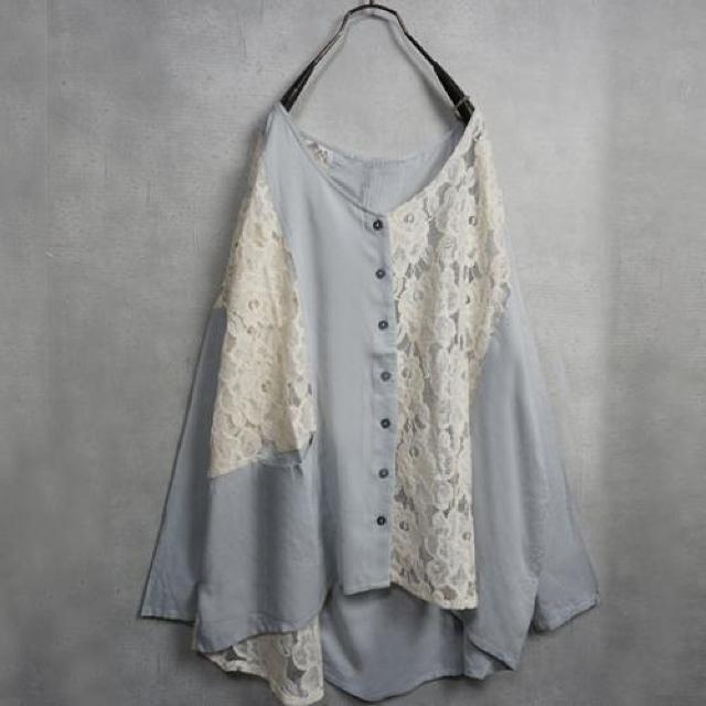 新品 ワイドノーカラーカーディガン シャツ レーヨン レース < 女性ファッション  新品 ワイドノーカラーカーディガン シャツ レーヨン レース < 女性ファッションの