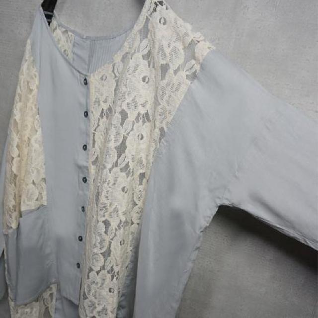 新品 ワイドノーカラーカーディガン シャツ レーヨン レース < 女性ファッション  新品 ワイドノーカラーカーディガン シャツ レーヨン レース < 女性ファッションの