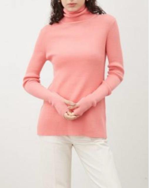 【新品未使用】Mila Owen ミラオーウェン リブニット 長袖 タートルネック 萌え袖 サーモンピンク 1 ピンク ウール混 < ブランド 【新品未使用】Mila Owen ミラオーウェン リブニット 長袖 タートルネック 萌え袖 サーモンピンク 1 ピンク ウール混 < ブランドの