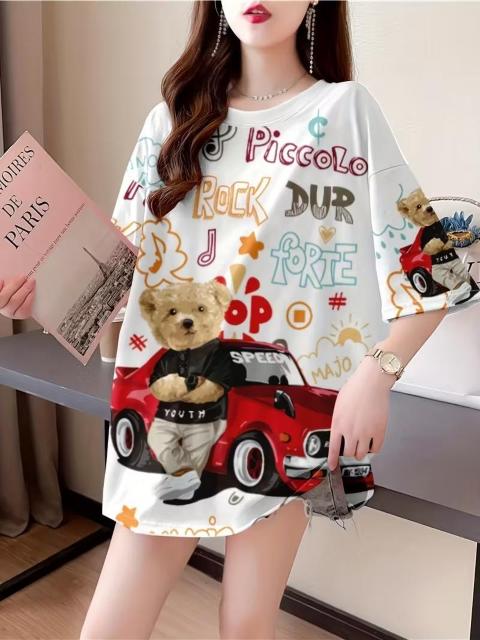 超お買い得1090円★レディース ルーズフィット テディベア&ビンテージカーTシャツ USAサイズM(日本サイズL相当)黒 < 女性ファッション 超お買い得1090円★レディース ルーズフィット テディベア&ビンテージカーTシャツ USAサイズM(日本サイズL相当)黒 < 女性ファッションの