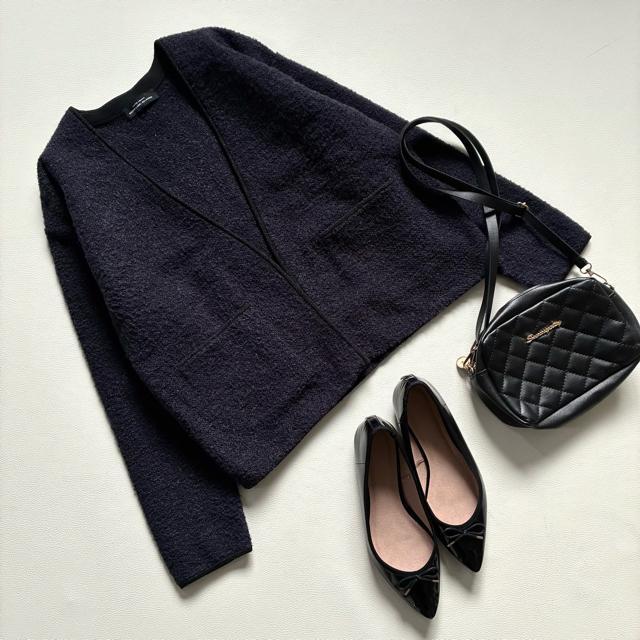 ◆美品◆ユナイテッドアローズ◆ツイード風ボアノーカラーカーディガン◆ネイビー◆F < ブランド ◆美品◆ユナイテッドアローズ◆ツイード風ボアノーカラーカーディガン◆ネイビー◆F < ブランドの