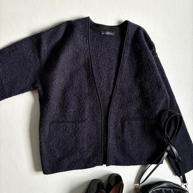 ◆美品◆ユナイテッドアローズ◆ツイード風ボアノーカラーカーディガン◆ネイビー◆F < ブランド ◆美品◆ユナイテッドアローズ◆ツイード風ボアノーカラーカーディガン◆ネイビー◆F < ブランドの