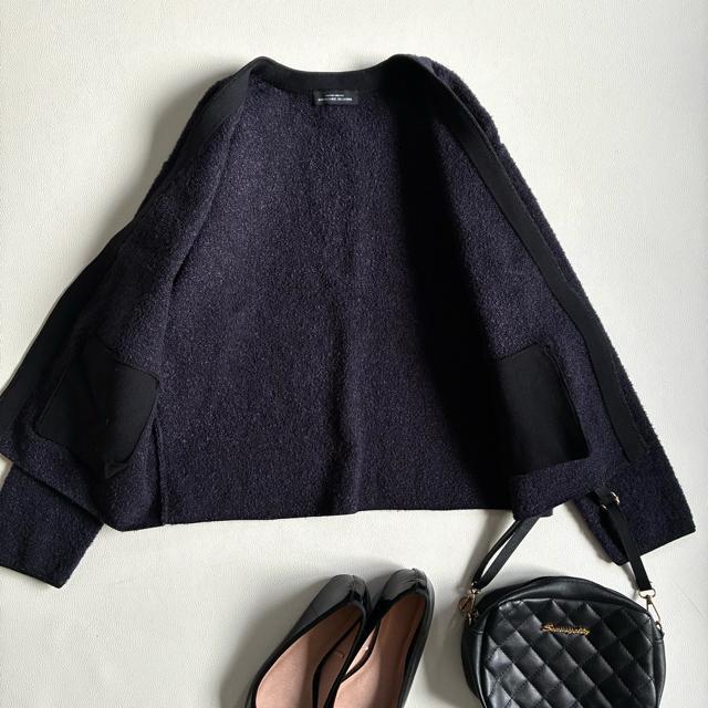 ◆美品◆ユナイテッドアローズ◆ツイード風ボアノーカラーカーディガン◆ネイビー◆F < ブランド ◆美品◆ユナイテッドアローズ◆ツイード風ボアノーカラーカーディガン◆ネイビー◆F < ブランドの