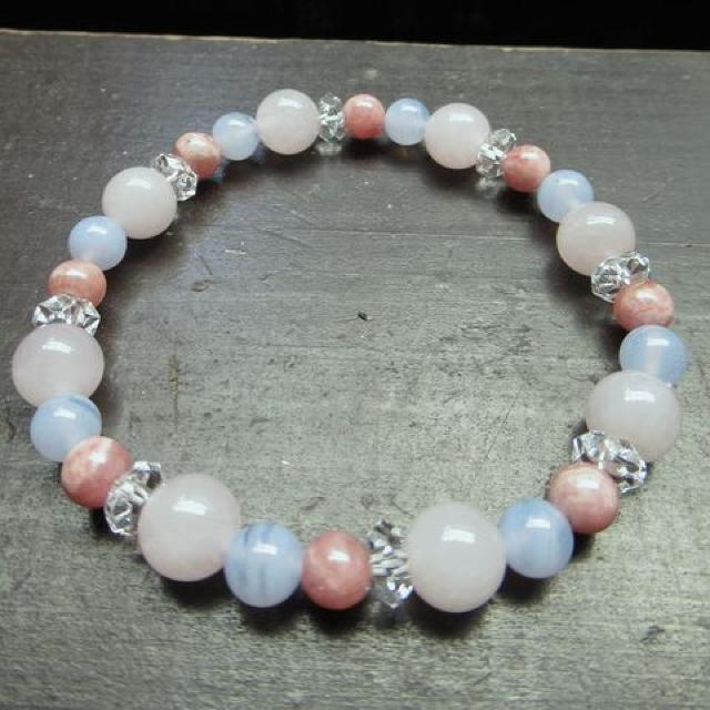 ローズクォーツxインカローズxブルーレースブレスレット < 女性アクセサリー/時計 ローズクォーツxインカローズxブルーレースブレスレット < 女性アクセサリー/時計の