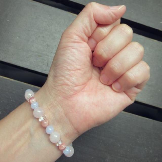 ローズクォーツxインカローズxブルーレースブレスレット < 女性アクセサリー/時計 ローズクォーツxインカローズxブルーレースブレスレット < 女性アクセサリー/時計の