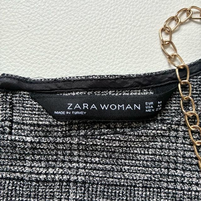 ◆美品◆ZARA◆ツイード半袖ワンピース◆膝丈◆チュニック◆黒◆ゆったり◆M < ブランド  ◆美品◆ZARA◆ツイード半袖ワンピース◆膝丈◆チュニック◆黒◆ゆったり◆M < ブランドの