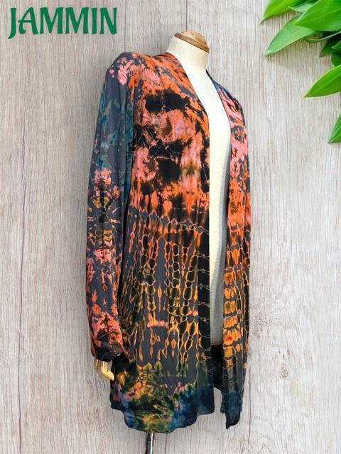 タイダイストレッチカーディガン スパンデックス アジアン エスニック < 女性ファッション タイダイストレッチカーディガン スパンデックス アジアン エスニック < 女性ファッションの