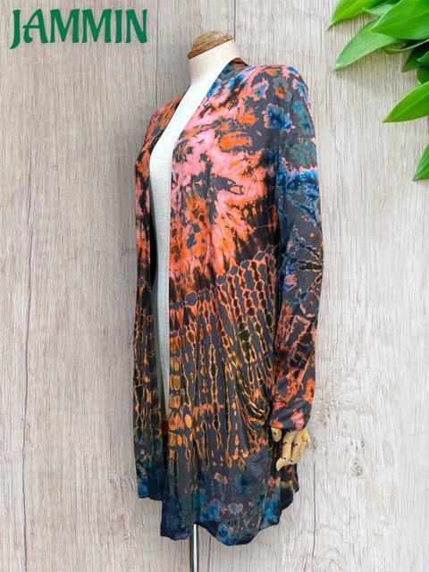 タイダイストレッチカーディガン スパンデックス アジアン エスニック < 女性ファッション タイダイストレッチカーディガン スパンデックス アジアン エスニック < 女性ファッションの