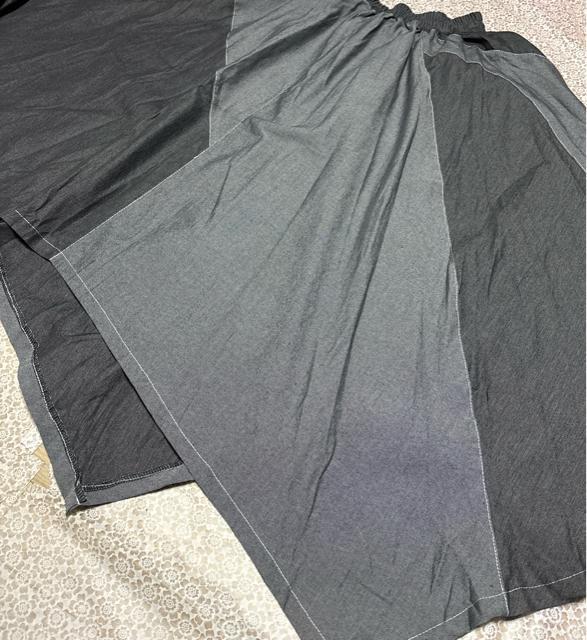 フレア アシメ デニム スカート グレー&ダークグレー 大きいサイズ < 女性ファッション フレア アシメ デニム スカート グレー&ダークグレー 大きいサイズ < 女性ファッションの