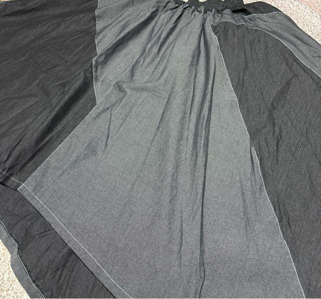 フレア アシメ デニム スカート グレー&ダークグレー 大きいサイズ < 女性ファッション フレア アシメ デニム スカート グレー&ダークグレー 大きいサイズ < 女性ファッションの