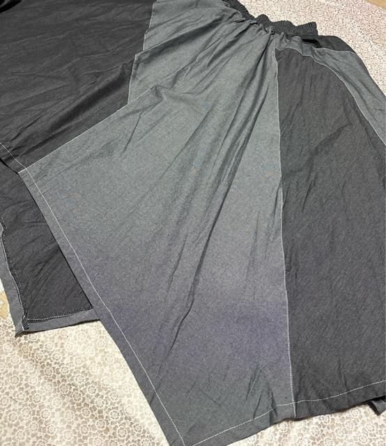 フレア アシメ デニム スカート グレー&ダークグレー 大きいサイズ < 女性ファッション フレア アシメ デニム スカート グレー&ダークグレー 大きいサイズ < 女性ファッションの