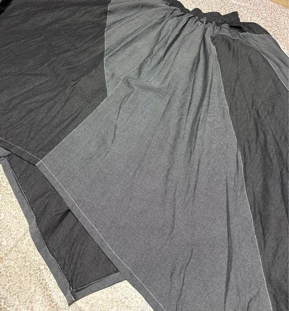 フレア アシメ デニム スカート グレー&ダークグレー 大きいサイズ < 女性ファッション フレア アシメ デニム スカート グレー&ダークグレー 大きいサイズ < 女性ファッションの