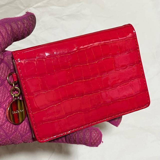 SAZABY サザビー 本革 カードケース 名刺入れ クロコ型押し エナメル 赤 < ブランド SAZABY サザビー 本革 カードケース 名刺入れ クロコ型押し エナメル 赤 < ブランドの