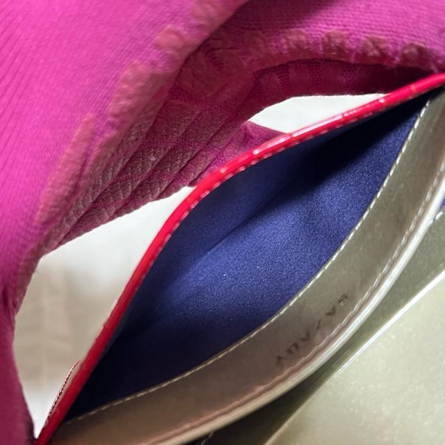 SAZABY サザビー 本革 カードケース 名刺入れ クロコ型押し エナメル 赤 < ブランド SAZABY サザビー 本革 カードケース 名刺入れ クロコ型押し エナメル 赤 < ブランドの