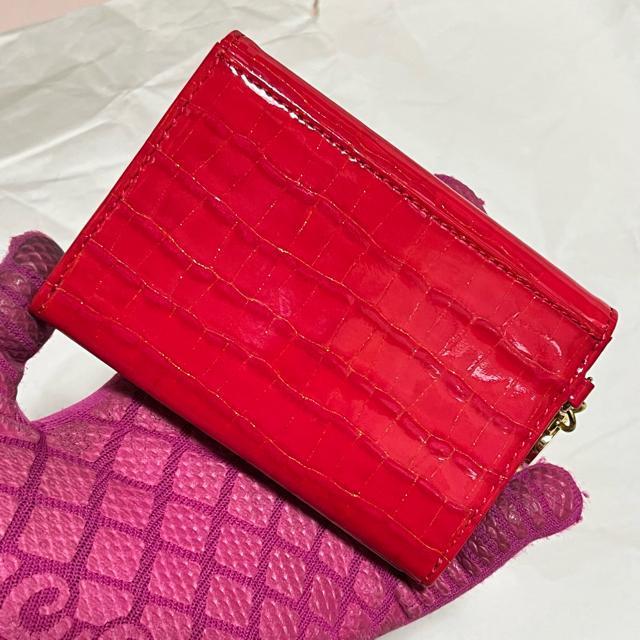 SAZABY サザビー 本革 カードケース 名刺入れ クロコ型押し エナメル 赤 < ブランド SAZABY サザビー 本革 カードケース 名刺入れ クロコ型押し エナメル 赤 < ブランドの