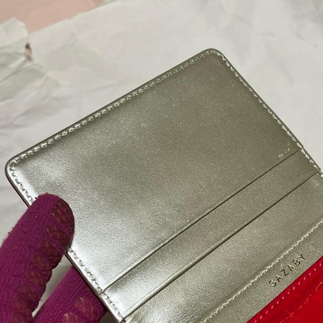 SAZABY サザビー 本革 カードケース 名刺入れ クロコ型押し エナメル 赤 < ブランド SAZABY サザビー 本革 カードケース 名刺入れ クロコ型押し エナメル 赤 < ブランドの