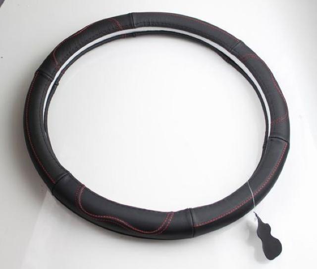 本革 レッドステッチ付き ハンドルカバー ステアリングカバー < 自動車/バイク 本革 レッドステッチ付き ハンドルカバー ステアリングカバー < 自動車/バイク