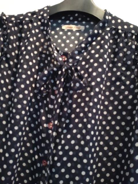 アンナケリー◆シフォン ネイビー ドット リボン ブラウス シャツ 38 < ブランド アンナケリー◆シフォン ネイビー ドット リボン ブラウス シャツ 38 < ブランドの