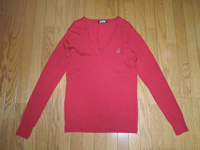 HYSTERIC GLAMOUR ヒステリックグラマー V字 ニット カットソー S 赤 サソリ刺繍 薄手 Vネック ロンTシャツ < ブランド  HYSTERIC GLAMOUR ヒステリックグラマー V字 ニット カットソー S 赤 サソリ刺繍 薄手 Vネック ロンTシャツ  < ブランドの