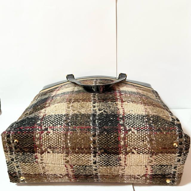 BURBERRY バーバリー ロゴ型押し チェック柄 ウール スエード カーフ レザー トートバッグ ポーチ付き < ブランド BURBERRY バーバリー ロゴ型押し チェック柄 ウール スエード カーフ レザー トートバッグ ポーチ付き < ブランドの